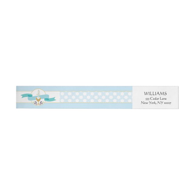 First Communion Address Label - Blue & Gold (Individual)