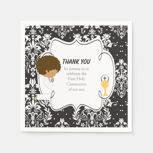 First Communion African American Black Damask
