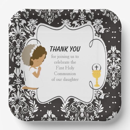 First Communion African American Black Damask
