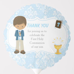 First Communion African American Boy Thank You Balloon