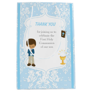 First Communion African American Boy Thank You Medium Gift Bag