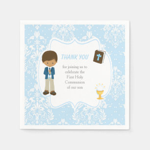 First Communion African American Boy Thank You Napkins