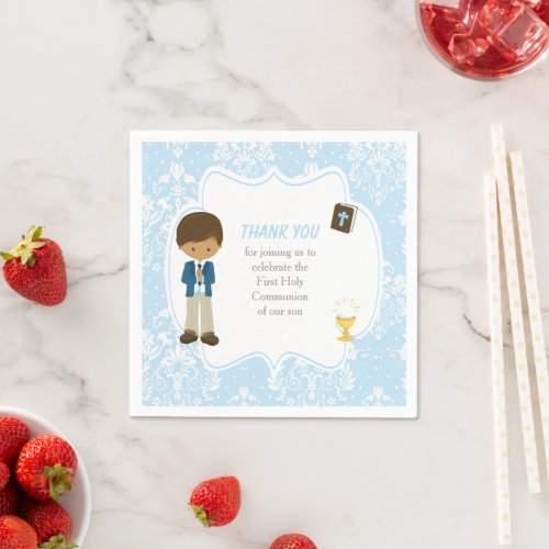 First Communion African American Boy Thank You Napkins