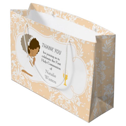 First Communion African American Girl Thank You Large Gift Bag