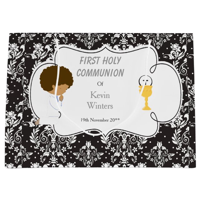 First Communion African American Thank You Large Gift Bag (Front)