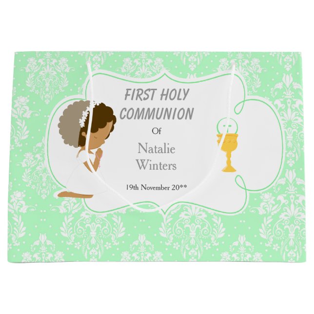 First Communion African American Thank You Large Gift Bag (Front)