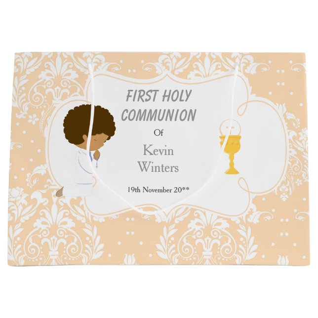 First Communion African American Thank You Large Gift Bag (Front)