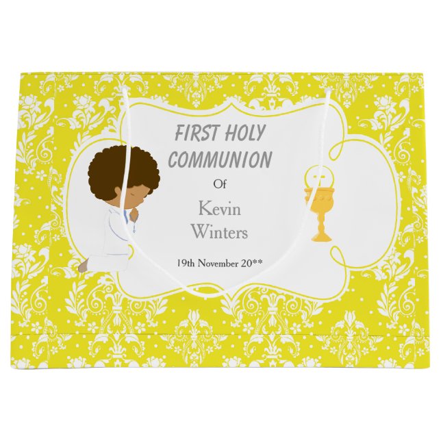 First Communion African American Thank You Large Gift Bag (Front)