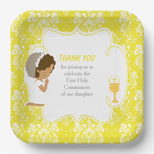 First Communion African American Yellow Damask