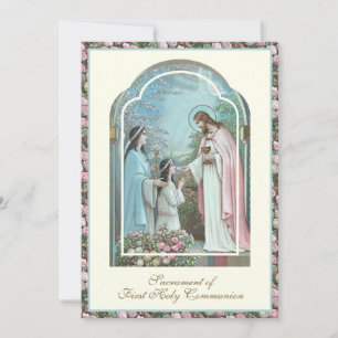 First Communion Angel Girl and Jesus Invitation