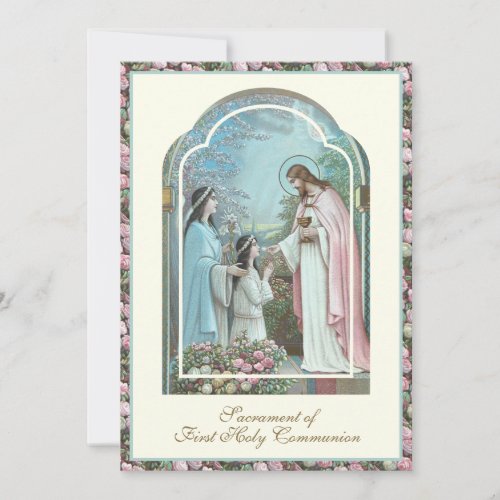 First Communion Angel Girl and Jesus  Invitation