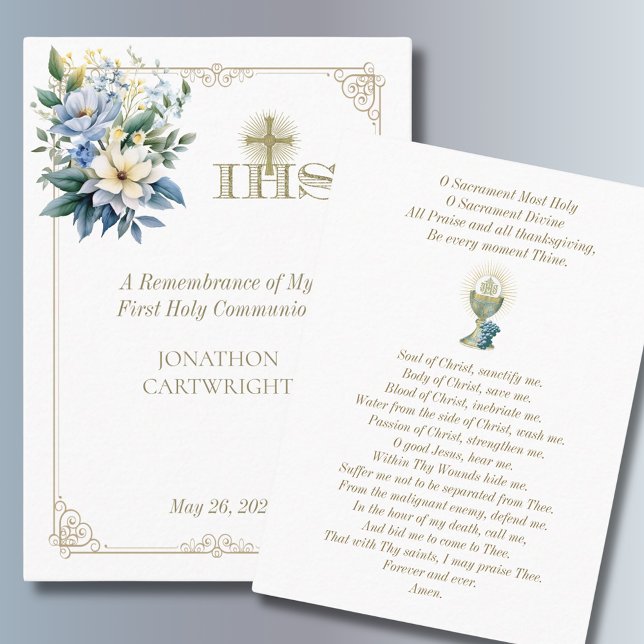 First Communion Anima Christi Remembrance Prayer Place Card (Creator Uploaded)