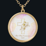 *~* First Communion AP35 Christian Confirmation Gold Plated Necklace<br><div class="desc">(( search id AP35 for similar designs and AP40 )) A Religious Catholic Christian blessed Gold Plated Cross NECKLACE / PENDANT for a girl any age from child to teenager / teen to senior citizen. The design if for you to personalize / customize. It serves well for a special day...</div>