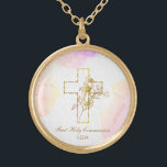 *~* First Communion AP35 Christian Confirmation Gold Plated Necklace<br><div class="desc">(( search id AP35 for similar designs and AP40 )) A Religious Catholic Christian blessed Gold Plated Cross NECKLACE / PENDANT for a girl any age from child to teenager / teen to senior citizen. The design if for you to personalize / customize. It serves well for a special day...</div>