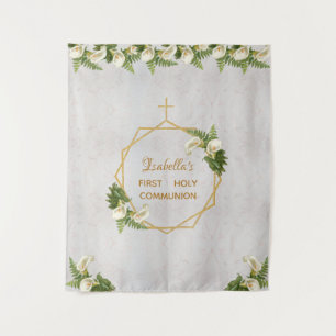 First Communion Backdrop Gold Marble Calla Lilies