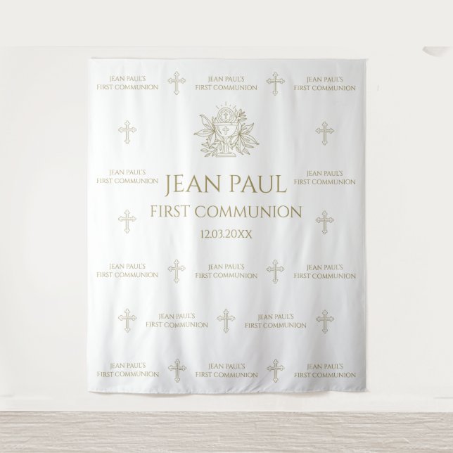 First Communion banner backdrop gold (Front)