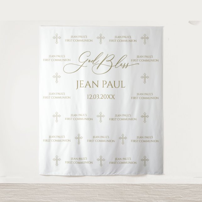 First Communion banner backdrop gold (Front)