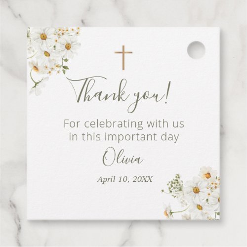 First Communion Baptism Floral Favor Tags