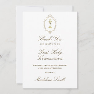 First Communion beige frame thank you Card