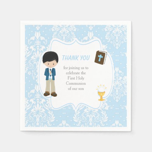 First Communion Black Hair Boy Thank You