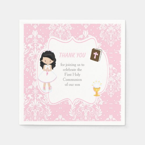 First Communion Black Hair Girl Thank You