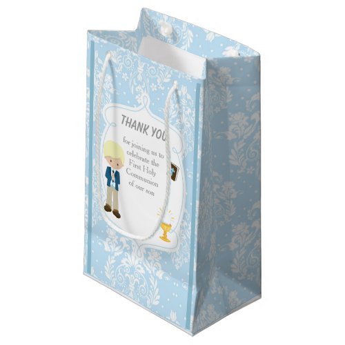 First Communion Blonde Boy Thank You Small Gift Bag