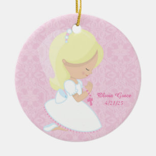 First Communion, Blonde Girl Ceramic Ornament