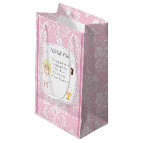 First Communion Blonde Girl Thank You Small Gift Bag