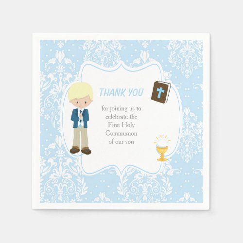 First Communion Blonde Hair Boy Thank You