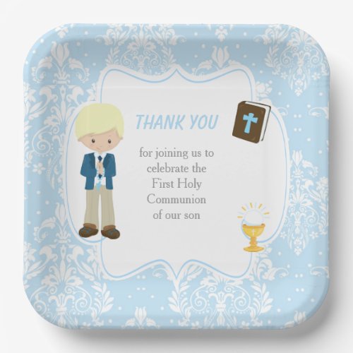 First Communion Blonde Hair Boy Thank You