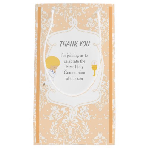 First Communion Blonde Hair Boy Thank You Small Gift Bag