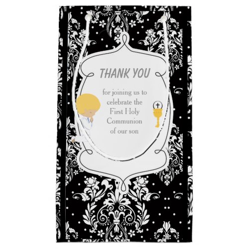 First Communion Blonde Hair Boy Thank You Small Gift Bag