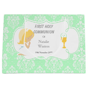 First Communion Blonde Hair Girl Thank You Large Gift Bag
