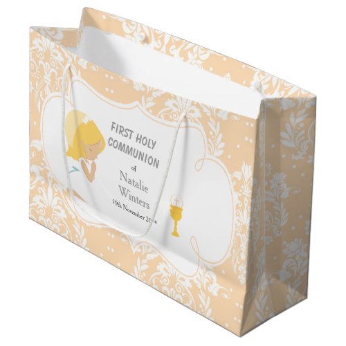 First Communion Blonde Hair Girl Thank You Large Gift Bag
