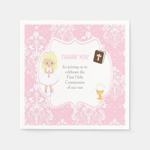 First Communion Blonde Hair Girl Thank You