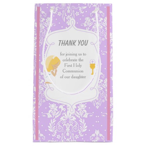 First Communion Blonde Hair Girl Thank You Small Gift Bag