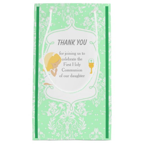 First Communion Blonde Hair Girl Thank You Small Gift Bag