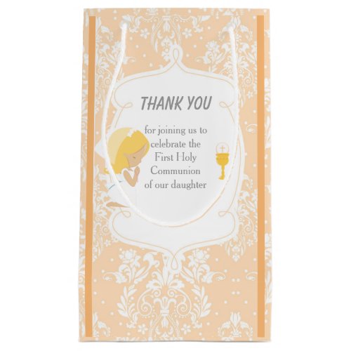 First Communion Blonde Hair Girl Thank You Small Gift Bag