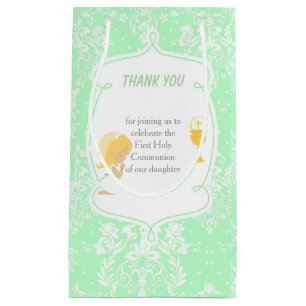 First Communion Blonde Hair Girl Thank You Small Gift Bag
