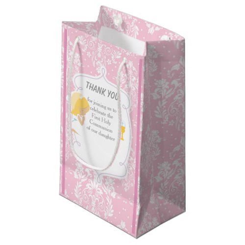 First Communion Blonde Hair Girl Thank You Small Gift Bag