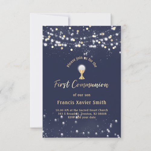 First Communion blue background Announcement