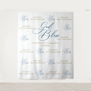 First Communion blue photobooth backdrop