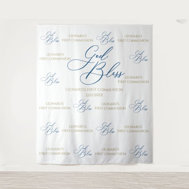 First Communion blue photobooth backdrop (Front)