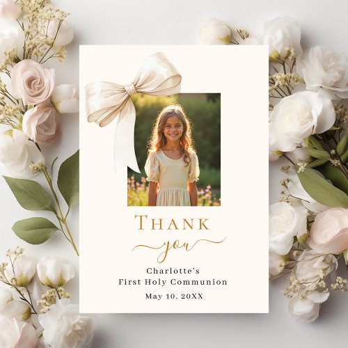 First Communion bow photo cream
