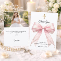 First Communion bow pink pearls photo girl