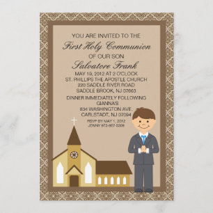 First Communion Boy By Church Invitation