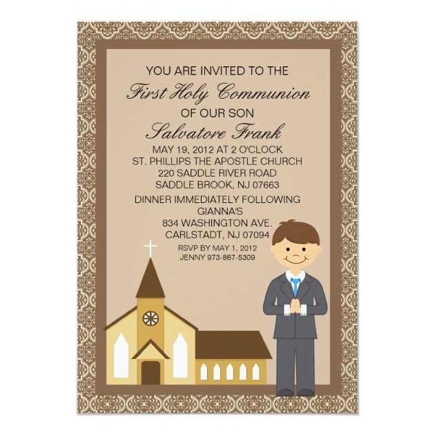 First  Communion Boy By Church Invitation