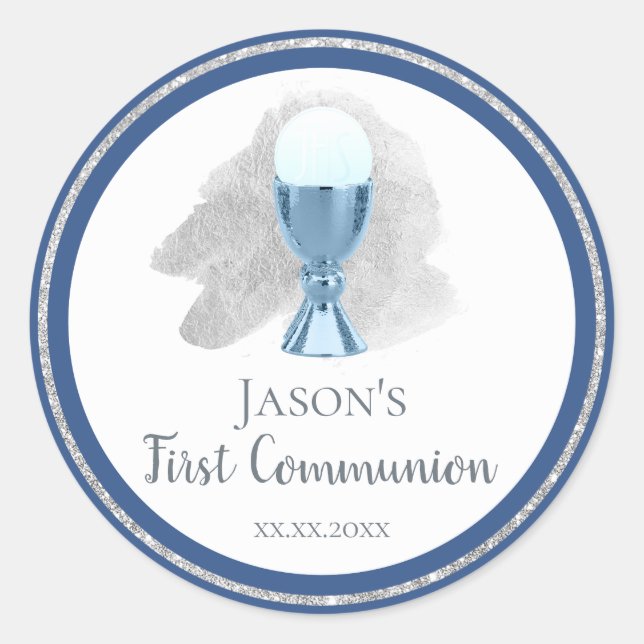 First Communion - boy Classic Round Sticker (Front)