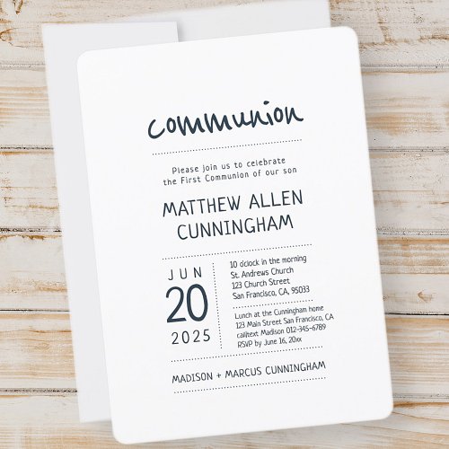 First Communion Boy  Modern  Simple Invitation