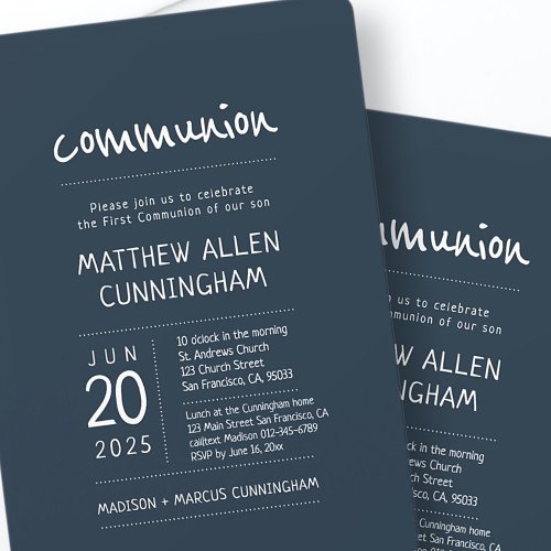 First Communion Boy  Modern  Simple Invitation